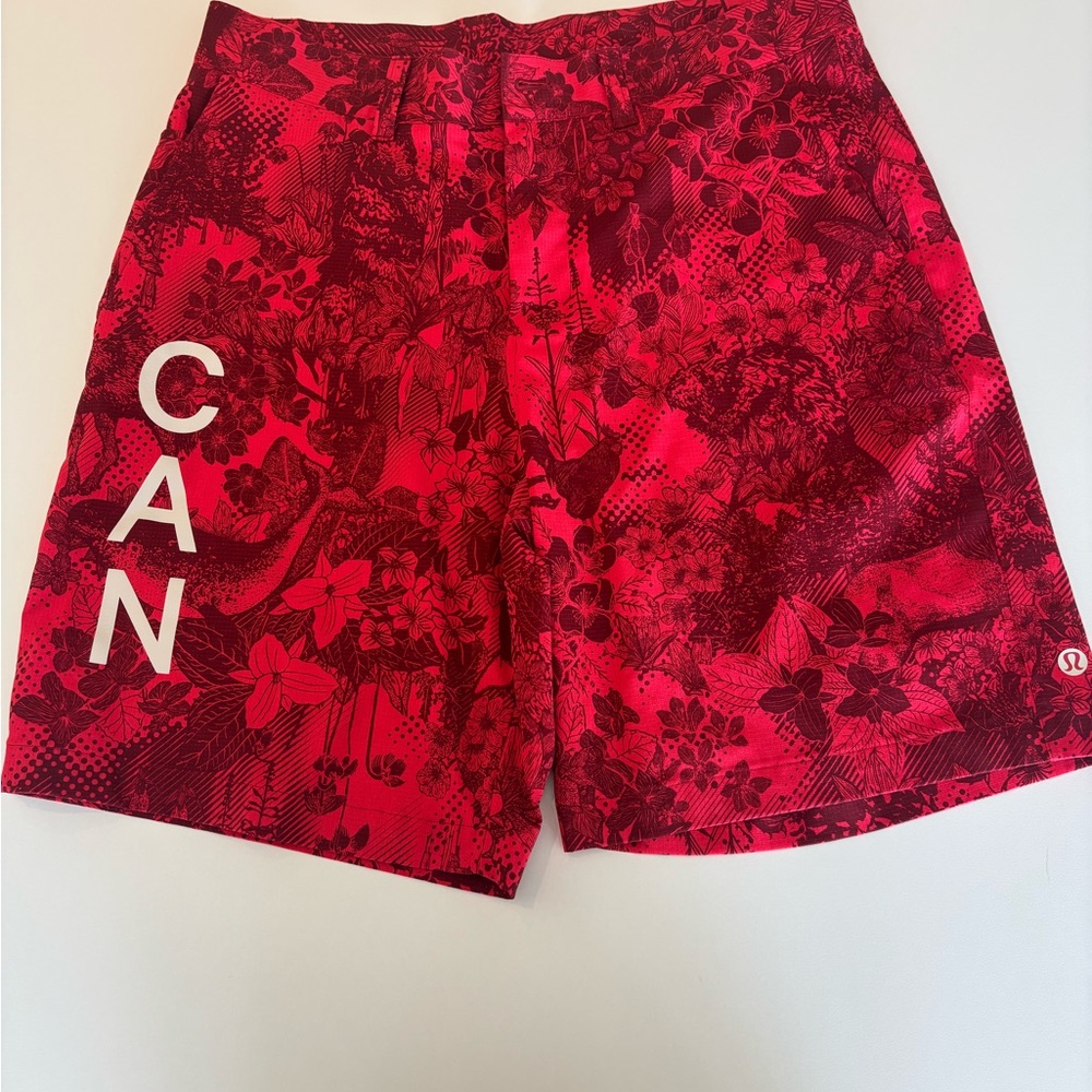 Lululemon Red Floral Athletic Shorts